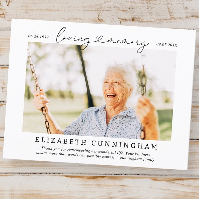 In Love Memory Memorial Simple Modern Foto Postkarte (Von Creator hochgeladen)