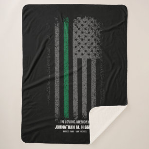 In Love Memory Military dünne grüne Linie Flag Sherpadecke