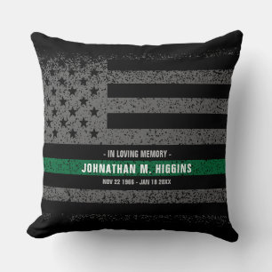 In Love Memory Military dünne grüne Linie Kissen