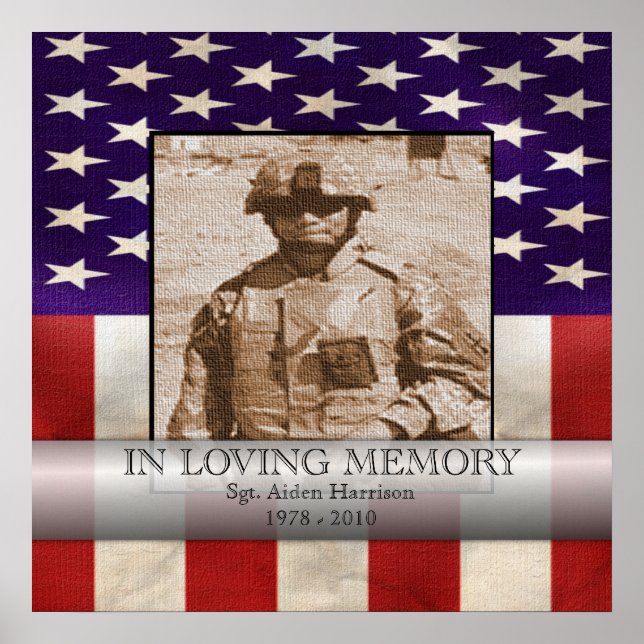 In Love Memory Military Foto Personalisiert Poster (Vorne)