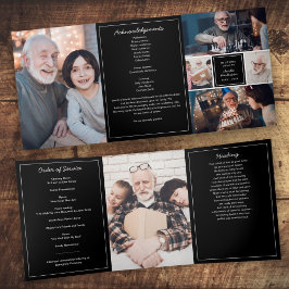 In Love Memory Modern 6-Foto Beerdigung/Gedenkfeie Dreifach-gefaltete Programmkarte