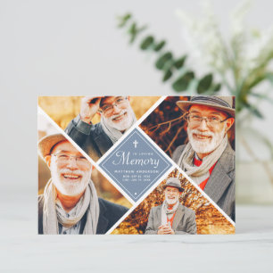 In Love Memory Modern Cross Multi Foto Dankeskarte