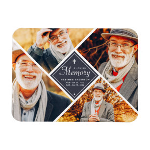 In Love Memory Modern Cross Multi Foto Magnet