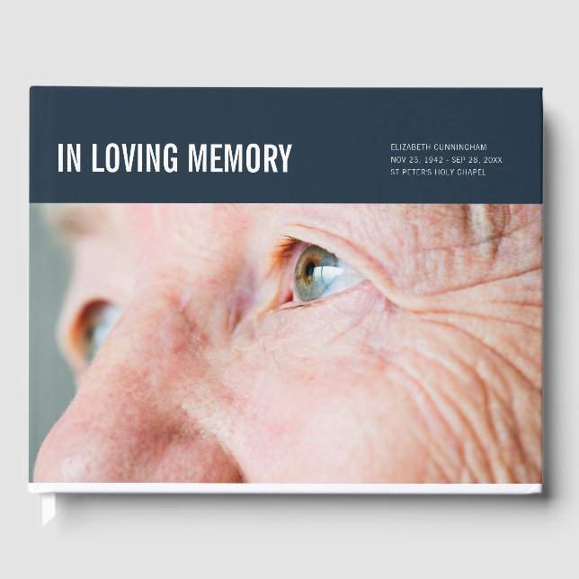 In Love Memory Modern Custom Foto Memorial Gästebuch (Vorderseite)
