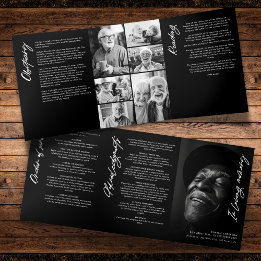 In Love Memory Modern Memorial 7-Foto Collage Dreifach-gefaltete Programmkarte