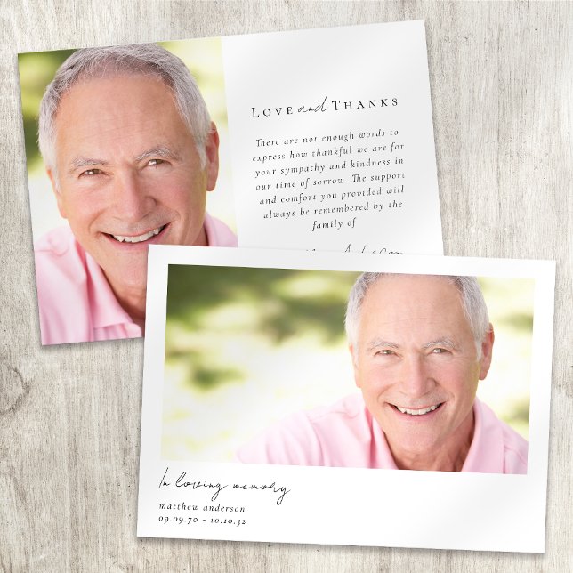 In Love Memory Modern Minimal Foto Bereavement Dankeskarte (Von Creator hochgeladen)