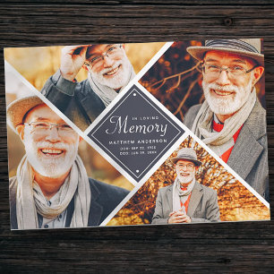 In Love Memory Modern Multi Foto Dankeskarte