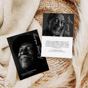 In Love Memory Modern Script 2-Foto Beerdigung Dankeskarte