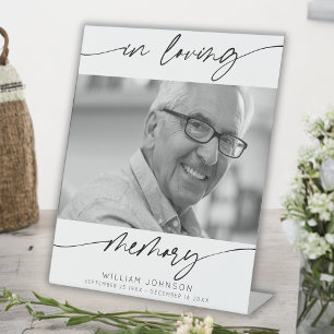 In Love Memory Modern Script Foto Beerdigung Sockelschild