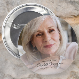 In Love Memory Modern Vignette Foto Keepake Button