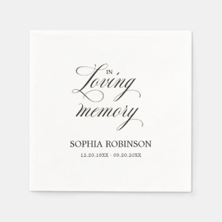 In Love Memory Moderne elegante Script-Beerdigung Serviette