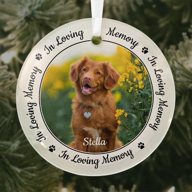 In Love Memory Moderne Hunde Foto Pet Memorial Ornament Aus Glas (Von Creator hochgeladen)