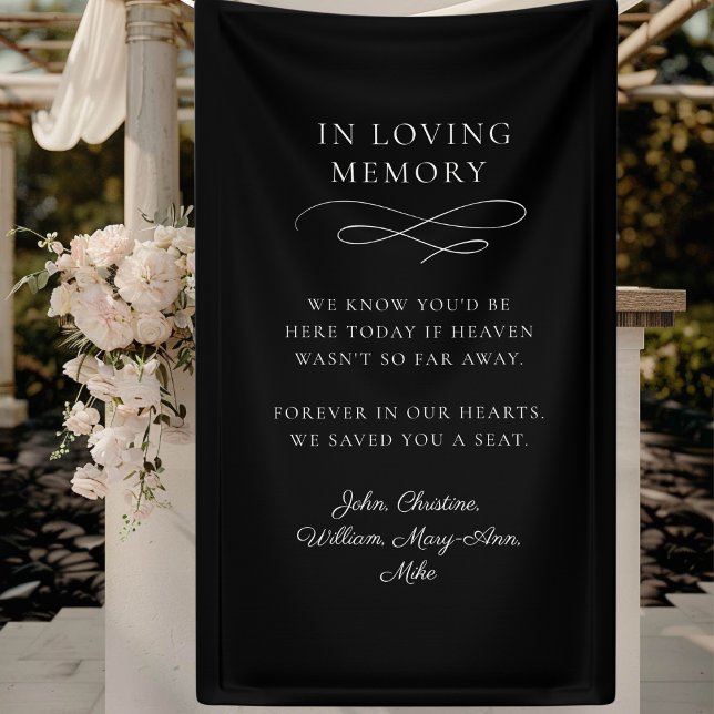 "In Love Memory" Moderne, Kalligrafie, Hochzeit Banner (Personalized Banner "WE KNOW YOU'D BE HERE TODAY IF HEAVEN WASN'T SO FAR AWAY. )