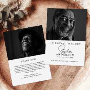 In Love Memory Moderne Minimalistische 2-Foto Beer Dankeskarte