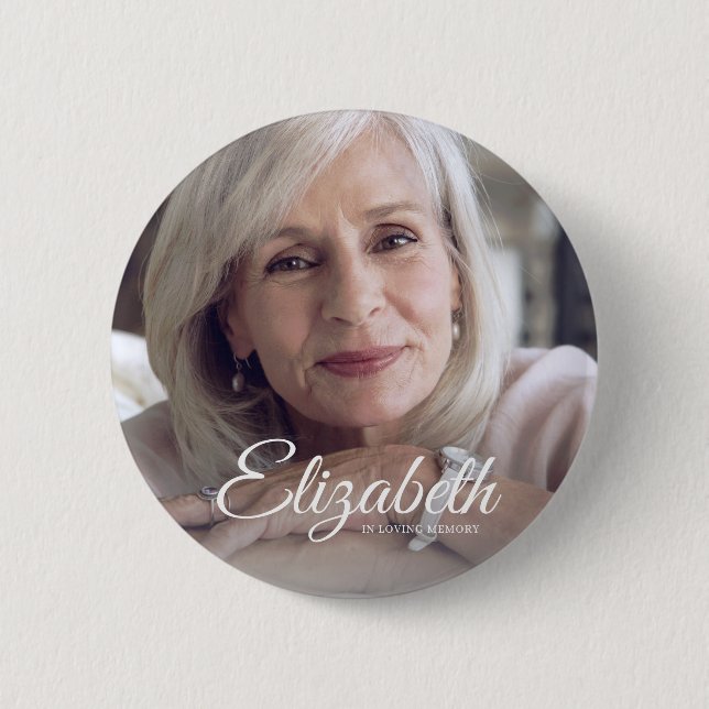 In Love Memory Moderne Name und Foto Keepake Button (Vorderseite)