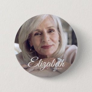 In Love Memory Moderne Name und Foto Keepake Button