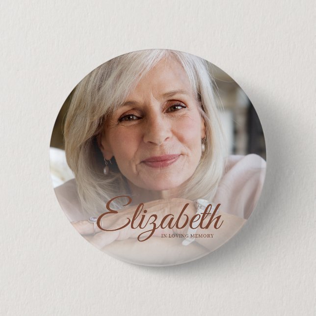 In Love Memory Moderne Name und Foto Keepake Button (Vorderseite)