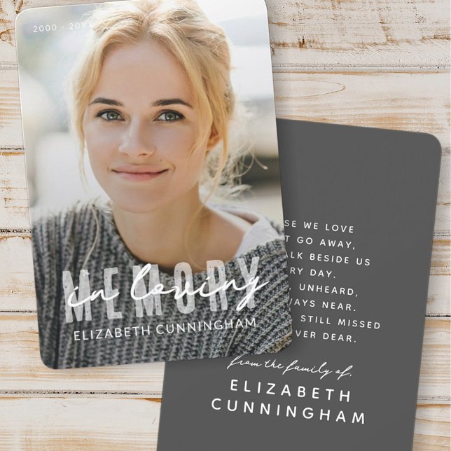 In Love Memory Modernes, einfaches, elegantes Foto Dankeskarte (Von Creator hochgeladen)