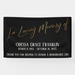 In Love Memory of Gold Handwriting on Black Banner