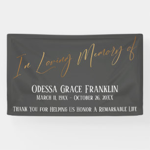 In Love Memory of Gold Handwriting on Dark Gray Banner