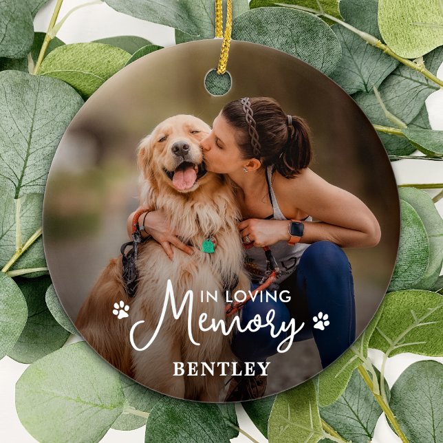 In Love Memory - Paw Prints Pet Dog 2 Foto Keramik Ornament (Von Creator hochgeladen)