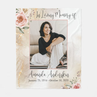 In Love Memory Peach and Gold Beerdigung Fleecedecke