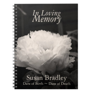 In Love Memory Peony Funeral NoteBook Notizblock