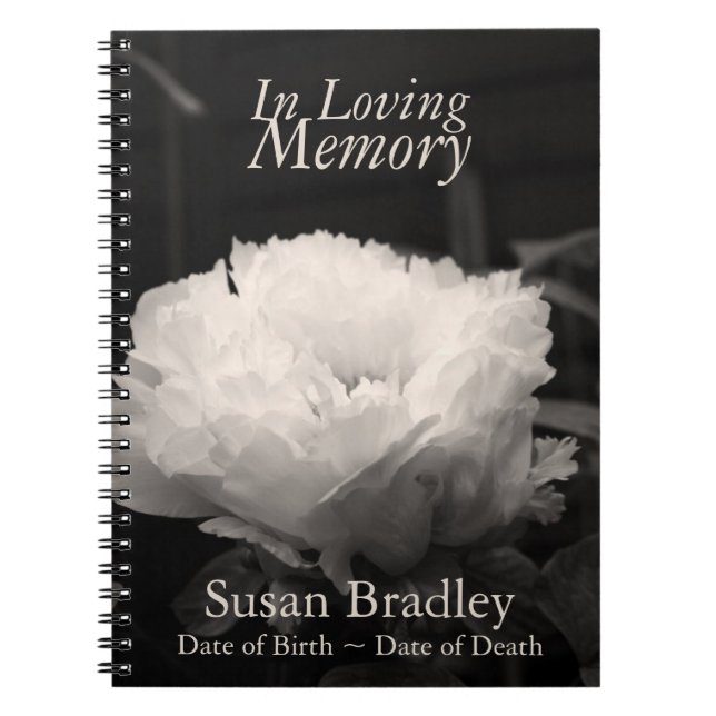 In Love Memory Peony Funeral NoteBook Notizblock (Vorderseite)
