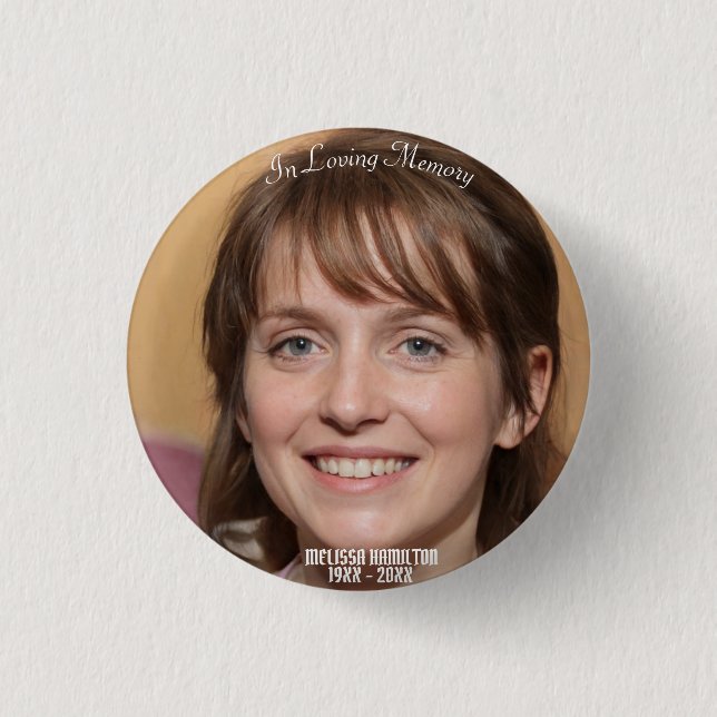 In Love Memory Personalisiert Foto Beerdigung Button (Vorderseite)