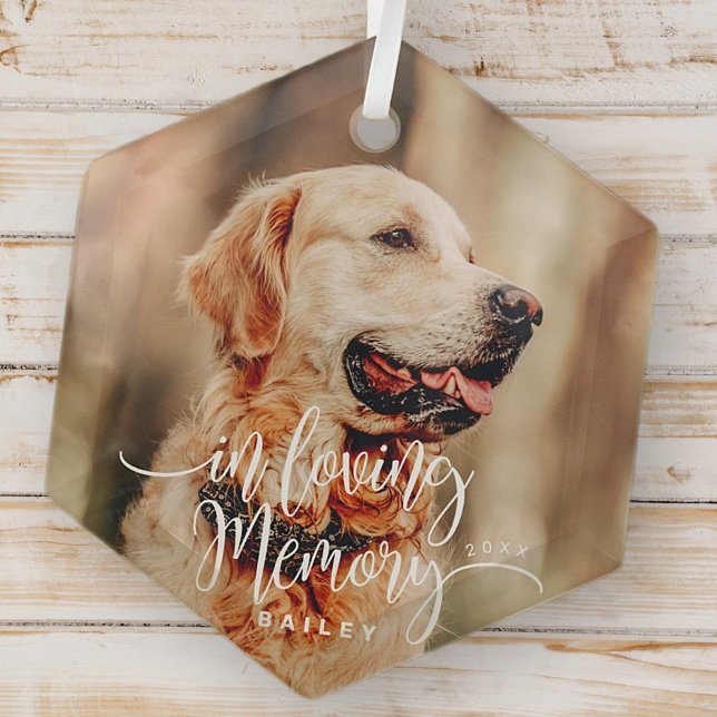 In Love Memory Pet Memorial Simple Modern Foto Ornament Aus Glas (Von Creator hochgeladen)