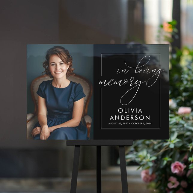 In Love Memory Photo Funeral Memorial Welcome (In Loving Memory Black Horizontal Funeral Photo Sign)