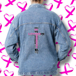 In Love Memory Pink Cross Denim Jean Jacket Jeansjacke