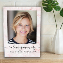In Love Memory Pink Marble Memorial Foto Block