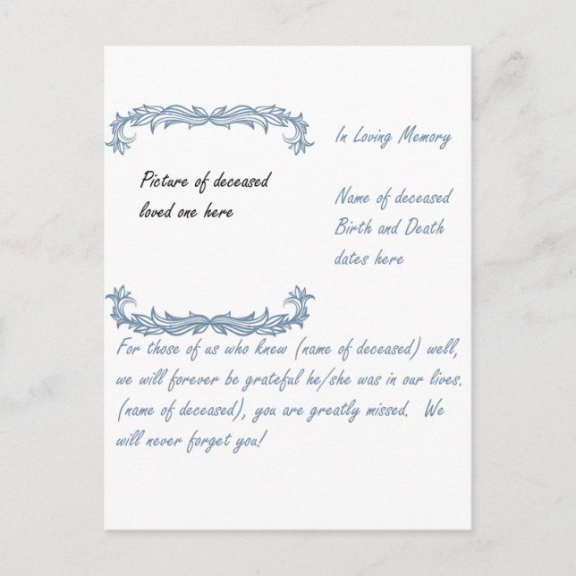 In Love Memory Postkarte (Vorderseite)