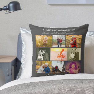 In Love Memory Quote und 9 Foto Collage Gray Kissen