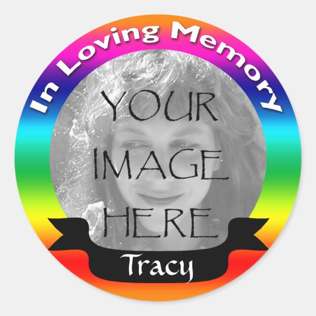 In Love Memory Rainbow Foto Stickers (Vorderseite)