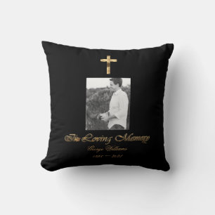 In Love Memory Religious Golden Cross Foto hinzufü Kissen