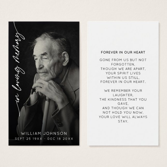 In Love Memory Remembrance Foto Beerdigung (Vorne & Hinten)