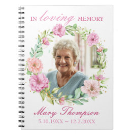 In Love Memory rosa Blumenreath Foto Beerdigung Notizblock