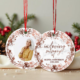 In Love Memory Rose Foil Foto Memorial Keramik Ornament