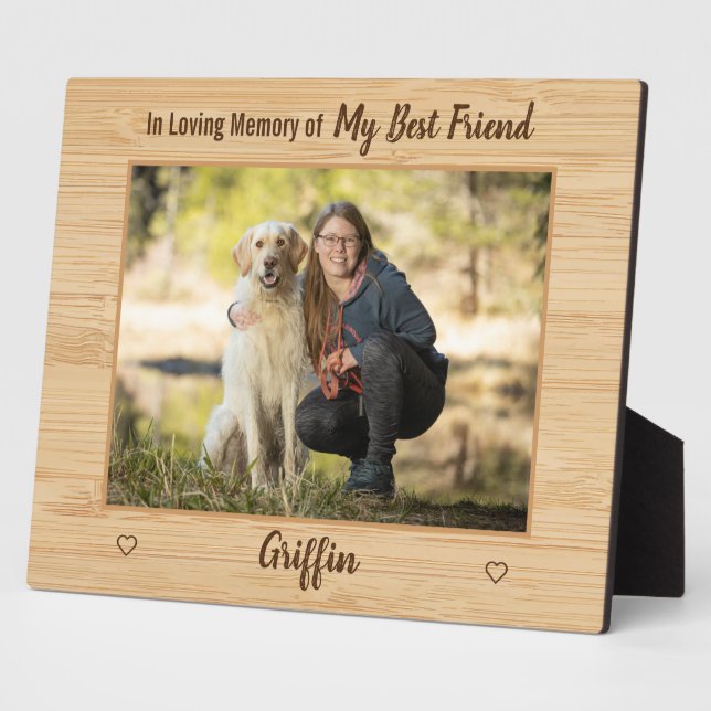 In Love Memory Rustic Woodgrain Hundgedächtnis Fotoplatte (Seite)
