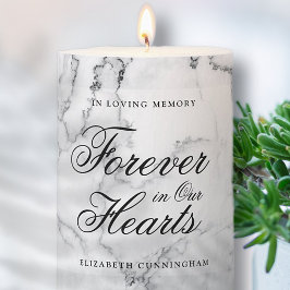 In Love Memory | Schwarzer und weißer Marmor Stumpenkerze