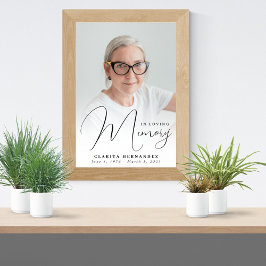 In Love Memory Script Elegantes Foto Beerdigung Poster