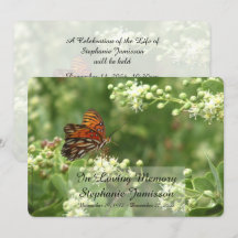 In Love Memory Service Einladung, Schmetterling
