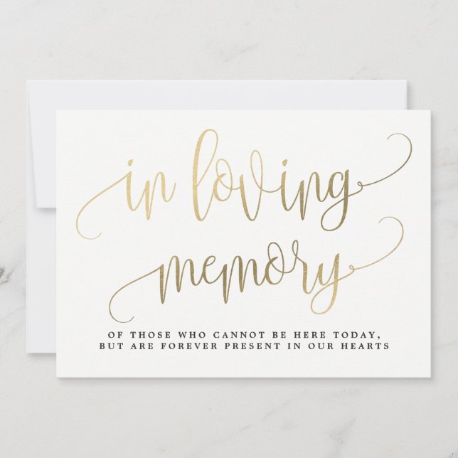 In Love Memory Sign - Liebliche Kalligrafie Einladung (Vorderseite)