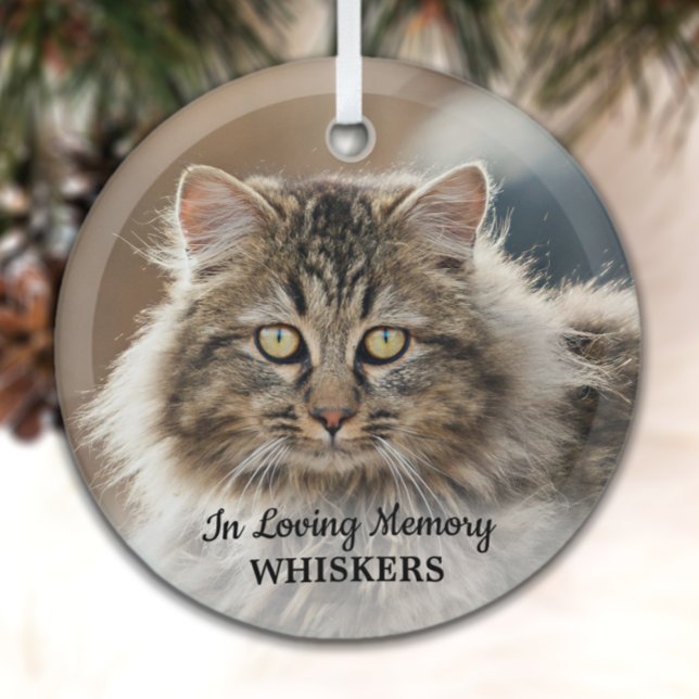 In Love Memory - Simple Cat Foto Pet Memorial Ornament Aus Glas (Von Creator hochgeladen)
