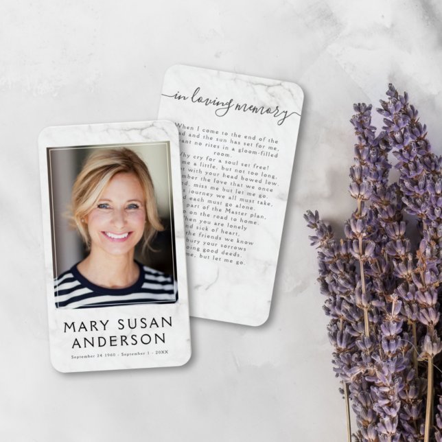 In Love Memory Simple Marble Foto Poem Card (Von Creator hochgeladen)