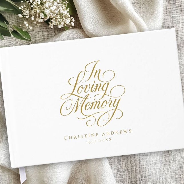 "In Love Memory" Skript-Schriftart Beerdigung beib Gästebuch ("In Loving Memory" Script Font Keepsake Funeral Guest Book)