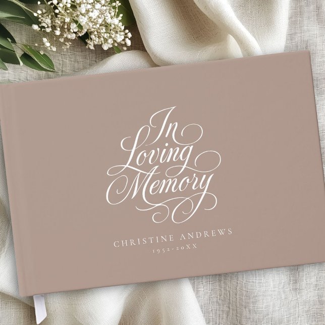 "In Love Memory" Skript-Schriftart Beerdigung beib Gästebuch ("In Loving Memory" Script Font Keepsake Funeral Guest Book)