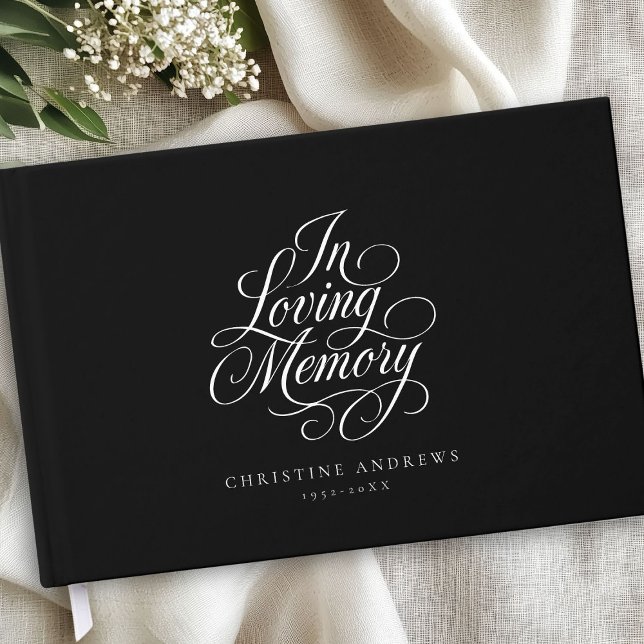 "In Love Memory" Skript-Schriftart Beerdigung beib Gästebuch ("In Loving Memory" Script Font Keepsake Funeral Guest Book)